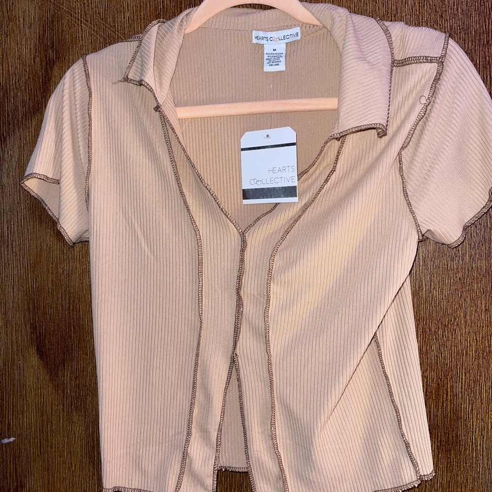 Beige inside out crop top
